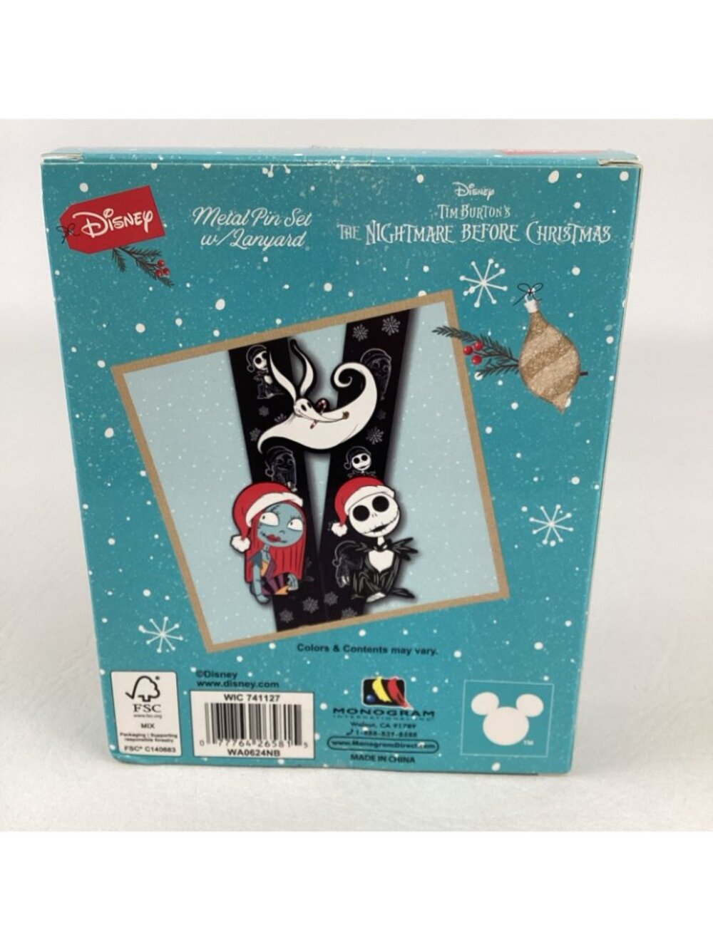 Disney Nightmare Before Christmas Metal Pin Set Lanyard Jack Skellington Sally - Picture 4 of 6